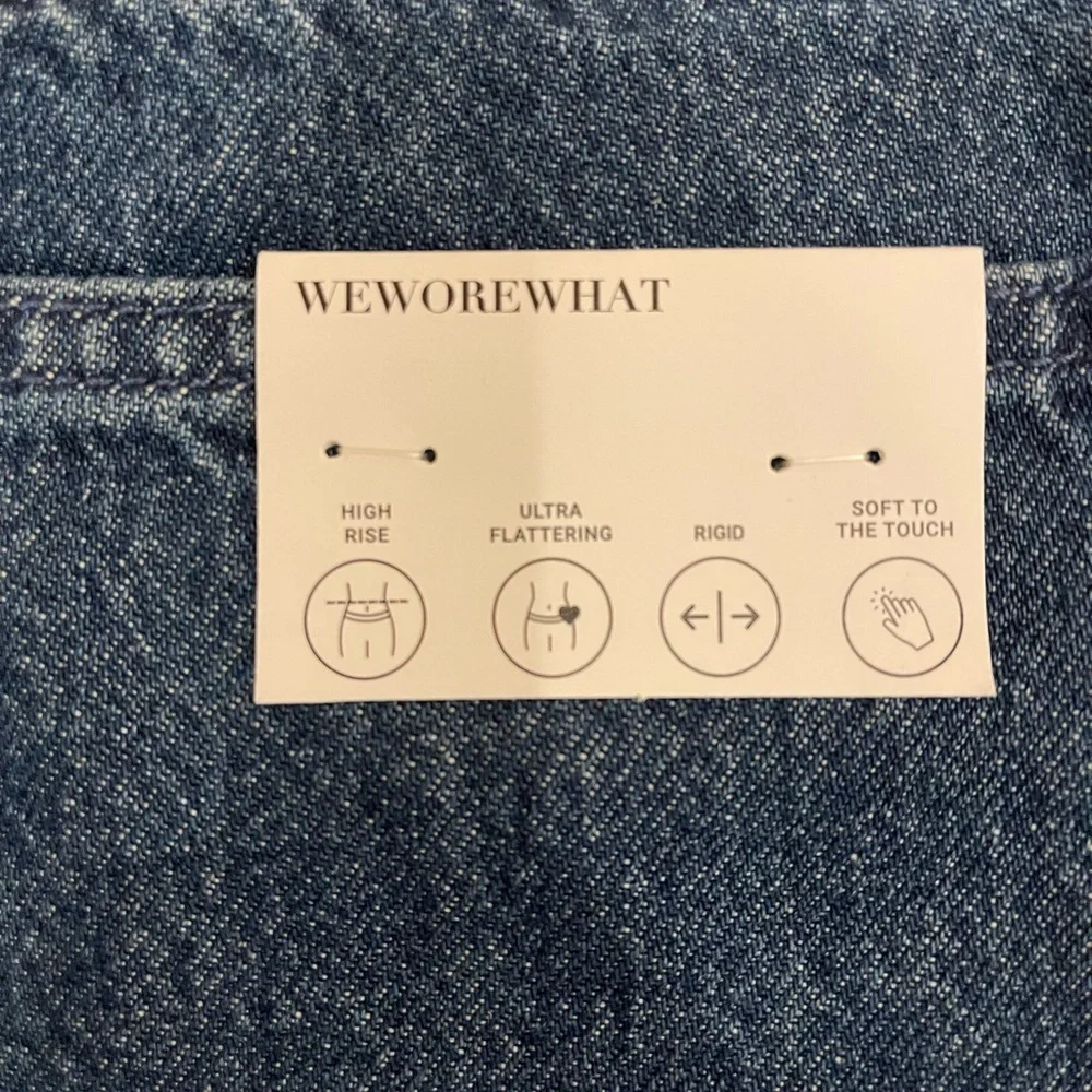 WeWoreWhat Indigo High-Rise Straight Leg Jeans with Raw Hem